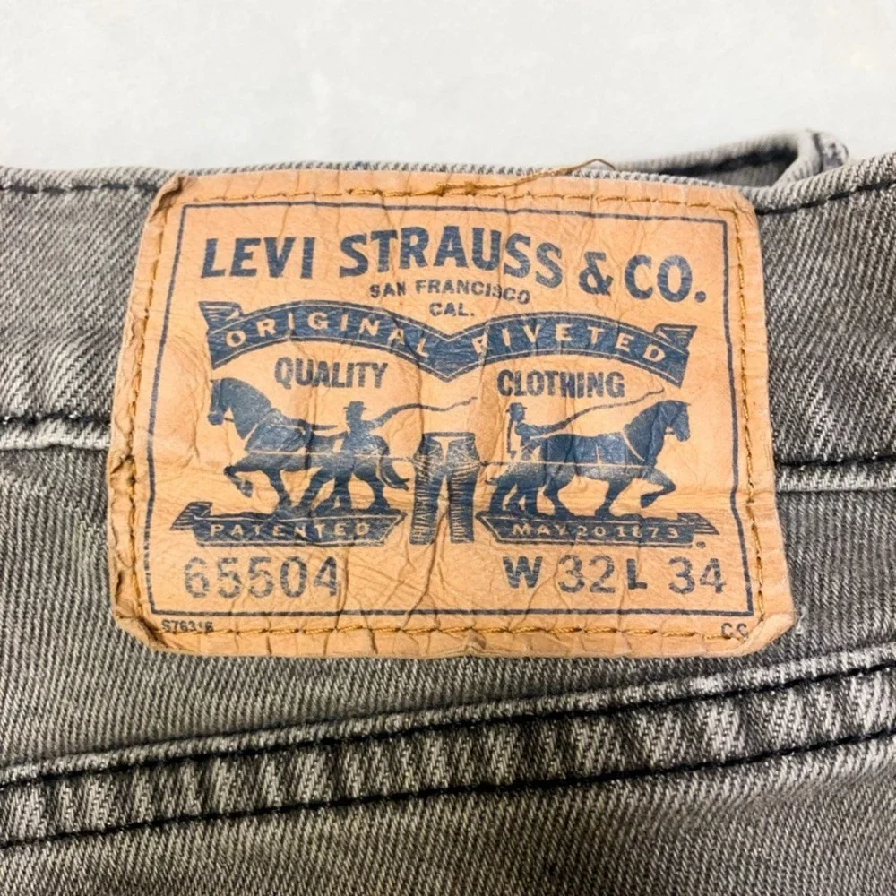 Levi's 65504 Straight Leg Jeans Men 32x29 Gray Upcycled PAINT SPLATTER THRASHED